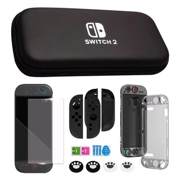 Защитный чехол-футляр набор 10 в 1 для Nintendo Switch 2 Черный