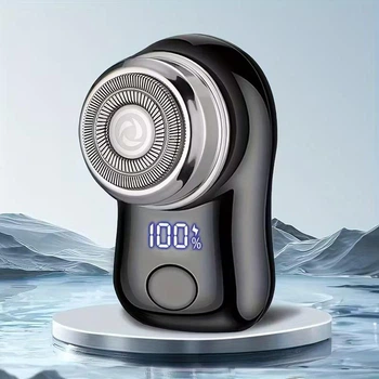 Чоловіча електробритва з USB-зарядкою та цифровим дисплеєм, компактна портативна бритва для подорожей, чорний