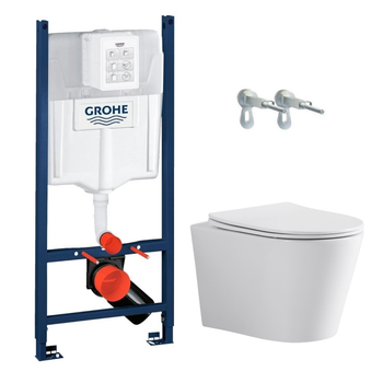 Набор инсталляционный GROHE RAPID SL 38840000+3855800M с безободковым унитазом TOBIO TB-201, торнадо, без кнопки