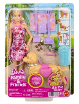 Лялька Mattel Barbie Malibu прогулянка з чистюнею собакою JJB46 (194735338887)