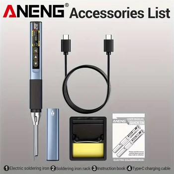 ANENG SL108 електричний паяльник 96W PD/QC з регульованою температурою, зарядка Type-C, розумний цифровий інструмент для пайки, без батареї.