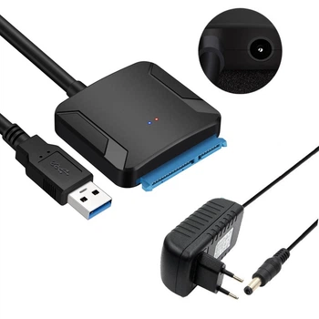Перехідник Адаптер USB 3.0 - SATA для HDD 2.5"/3.5" з блоком живлення, Конвертер для жорсткого диска (CN450059)