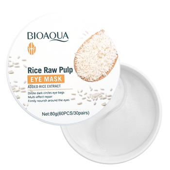 Патчі під очі від темних кіл і набряків Bioaqua Rice Raw Pulp, 60 шт