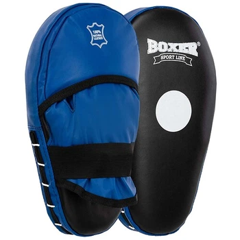 Лапа Прямая удлиненная для бокса и единоборств 2шт 38х18х4,5 см кожа BOXER черный-синий 2006-01