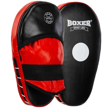 Лапа Прямая удлиненная для бокса и единоборств 2шт 38х18х4,5 см кожа BOXER черный-красный 2006-01