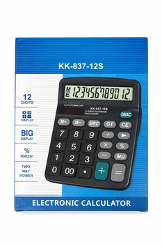Калькулятор KK-837-12S с большим дисплеем и солнечной батареей