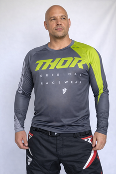 Чоловічий рашгард THOR Downhill ♦ MTB ♦ Велоспорт ♦ Літній рашгард, що дихає, з довгим рукавом ♦ Швидкосохнучий ♦ металік L