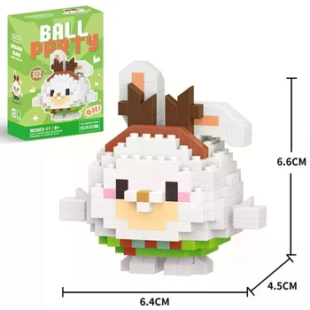Конструктор мини зайчик LELEBROTHER Ball party коллекционная фигурка зверюшки