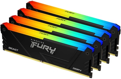Оперативная память Kingston Fury DDR4-3600 131072MB PC4-28800 (Kit of 4x32768) Beast RGB 2Rx8 Black (KF436C18BB2AK4/128)