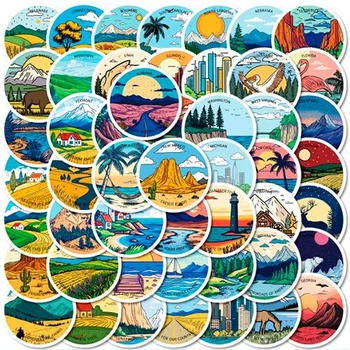 Набор наклеек Пейзажи Travel 50 шт