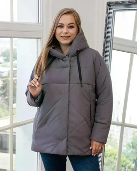 Демисезонная куртка женская большого размера UF-fashion 00157-MT 50 серый