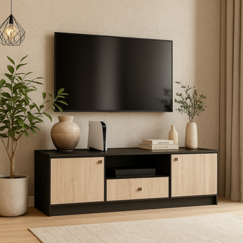 Тумба под ТВ Fantaziya Mebel Service Венге темный + Дуб самоа 150х59х47 см
