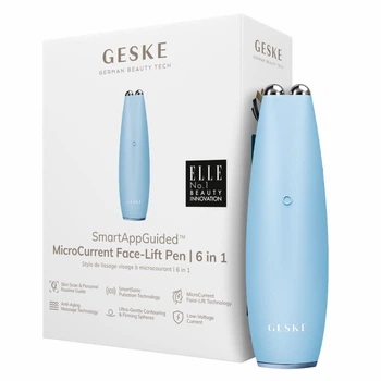 Микротоковая ручка для подтяжки лица GESKE MicroCurrent Face-Lift Pen 6в1 аквамариновая