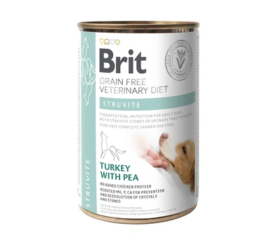 Лечебный корм Brit Veterinary Diet Grain Free VetDiets Struvite Turkey with Pea - диетические беззерновые консервы с индейкой и горохом для лечения мочекаменной болезни у взрослых собак 400 г (1111166670)
