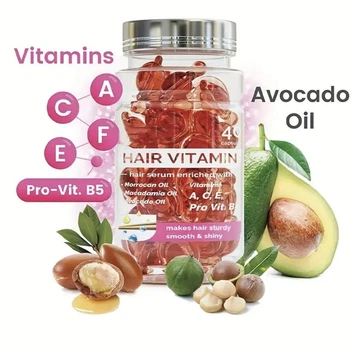 Масло для волос Hair Vitamin с маслом макадамии и авокадо, увлажняющее, 40 капсул