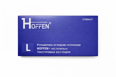 Перчатки нитриловые нестерильные кобальт HOFFEN L 100 шт/уп.