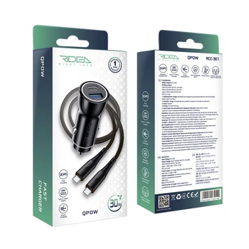 Автомобильное зарядное устройство Ridea RCC-30114 QPow 1USB/1USB-C