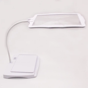 Увеличительная настольная лупа Huaheng Optics с три кратным увеличением 48 диодов USB зарядка для чтения рукоделия вязания вышивания Белая (M6640364)
