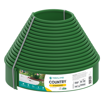Бордюр садовий Vodaland пластиковий Country Standard H100 зелений 15 м (82952-15-GN)
