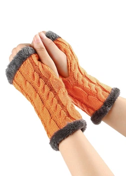 Митенки 20 см с мехом зимние яркие оранжевое One Size