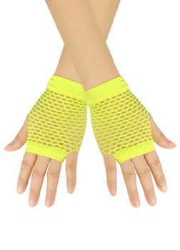 Мітенки лимонні капронова сітка без пальців рукавиці жовті One Size