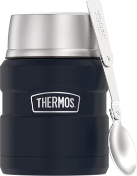 Термос харчовий з широким горлом із нержавіючої сталі з ложкою Thermos Stainless King Vacuum 470 мл, SK3000MSTRI4-blue