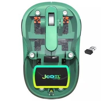 Миша Wireless Jedel WD141 Бездротова оптична комп'ютерна Bluetooth 5.0+2.4G 1200-1600 DPI 300 мАг RGB-підсвічування для Windows/MacOS Зелений