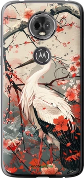 Чехол на Motorola Moto E5 Plus Аист в цвету сакуры "6109u-1412-70447"