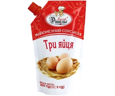 Майонезный соус "Три яйца" 40,5% 300 g «TM "Кухар Ришелье»
