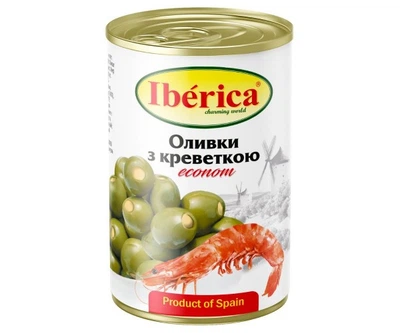 Оливки фаршировані креветкою ж/б Iberica 280 г