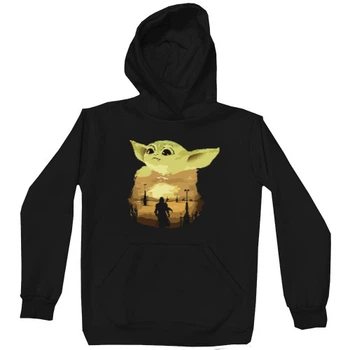 Худі Преміум Унісекс Baby yoda art 3 XL Чорний Без утеплювача