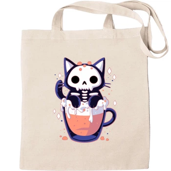 Еко-Сумка для шопінгу Cat halloween drink Бежевий