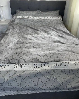 Комплект постільної білизни Soft двоспальний 180х220 см Гуччі Gucci сірий
