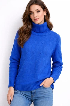 Светр жіночій з високим коміром XL/XXL електрик (00992)