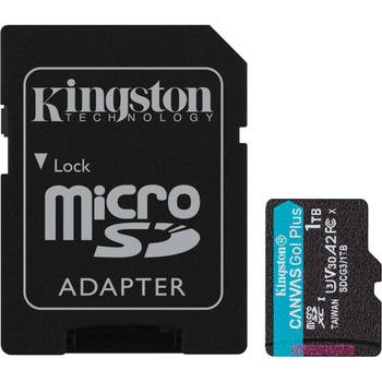 Карта памяти Kingston microSDXC Canvas Go! Plus 1TB Class 10 UHS-1 U3 А2 V30 + SD адаптер (SDCG3/1TB) [112838]