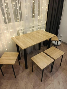 Стол кухонный стол Loft с металлическими ножками Дуб Сонома 1000Х600 черный матовый