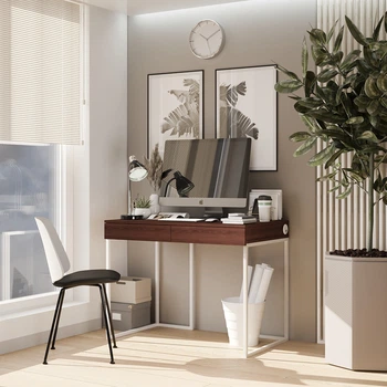Письмовий стіл Fenster М-2 100х60 см Білий/Коричневий (SS0413-05)