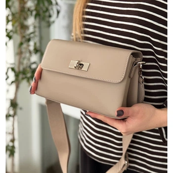 Сумка жіноча крос боді з еко шкіри David Jones 29072 теплий беж