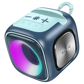 Портативна Bluetooth колонка Borofone BR29 Синя з підсвіткою та мікрофоном