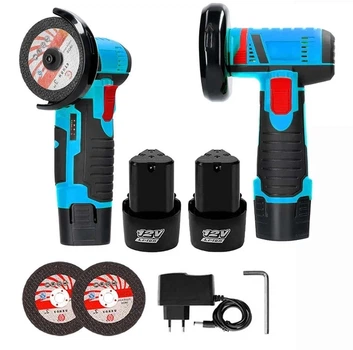 Акумуляторна болгарка 12V + 2 диски, 2 акумулятори / Електроболгарка для дому / Міні болгарка