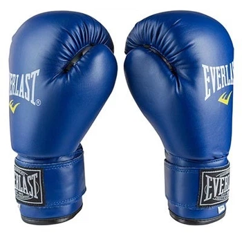 Боксерские перчатки на липучке Everlast размер 6 oz искусственная кожа синие EVDX380-6B