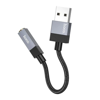Адаптер USB A на 3.5 мм для ноутбуков и ПК алюминиевый сплав нейлоновая оплетка 0.15 м черный