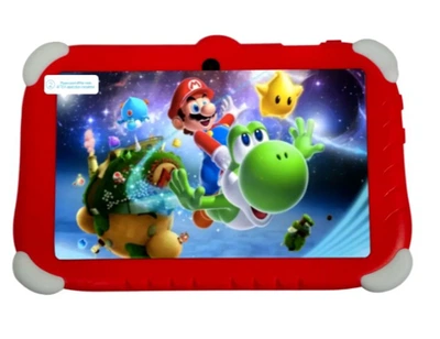 Детский планшет MARIO 7 дюймов для игр и обучения Android 13 4GB RAM 128GB для детей с мультяшными наклейками