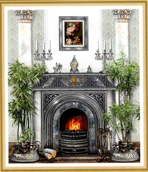 Фотообои глянцевые ArtDecor Серебряный камин 242х201см