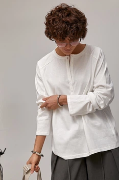 Вільний лонгслів з гудзиками на горловині Lurex Молочний One Size (30936)