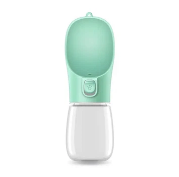 Портативная бутылка - поилка с кнопкой для прогулок Dog Water Bottle 300 мл для собак и котов - зеленая