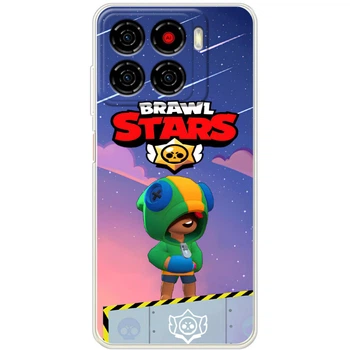 Силиконовый Чехол с Картинкой для ZTE Blade A56 Принт (Бравл Старс Леон, Brawl Stars Leon) (69828-ysm025)