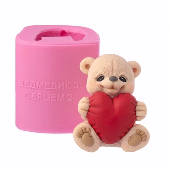 Силіконовий молд ведмедик з серцем 2