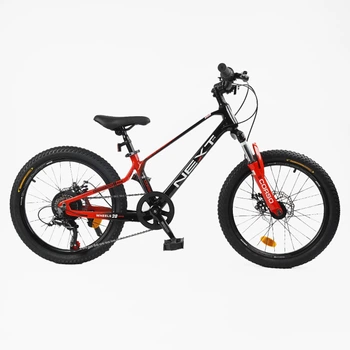 Детский спортивный велосипед 20 дюймов Corso Next магниевый, оборудование Shimano (Черно-красный)