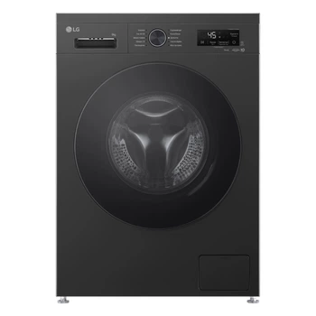 Пральна машина LG фронтальна, 9кг, 1400, A, 55см, дисплей, пара, інвертор, чорний